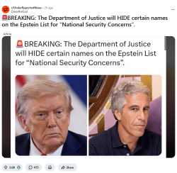 EPSTEIN LIST TO BE REDACTED FOR NATIONAL SECURITY